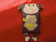Charger l'image dans la galerie, Sac d'école maternelle/crèche/sac à goûter/sac à doudou enfant singe en simili cuir marron et beige