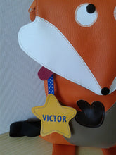 Charger l'image dans la galerie, Sac d'école maternelle/crèche/sac à goûter/sac à doudou enfant renard en simili cuir orange