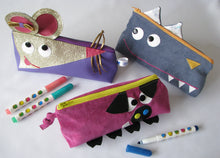 Charger l'image dans la galerie, Patron couture et tutoriel PDF trousses souris, loup, cochon - trousse enfant